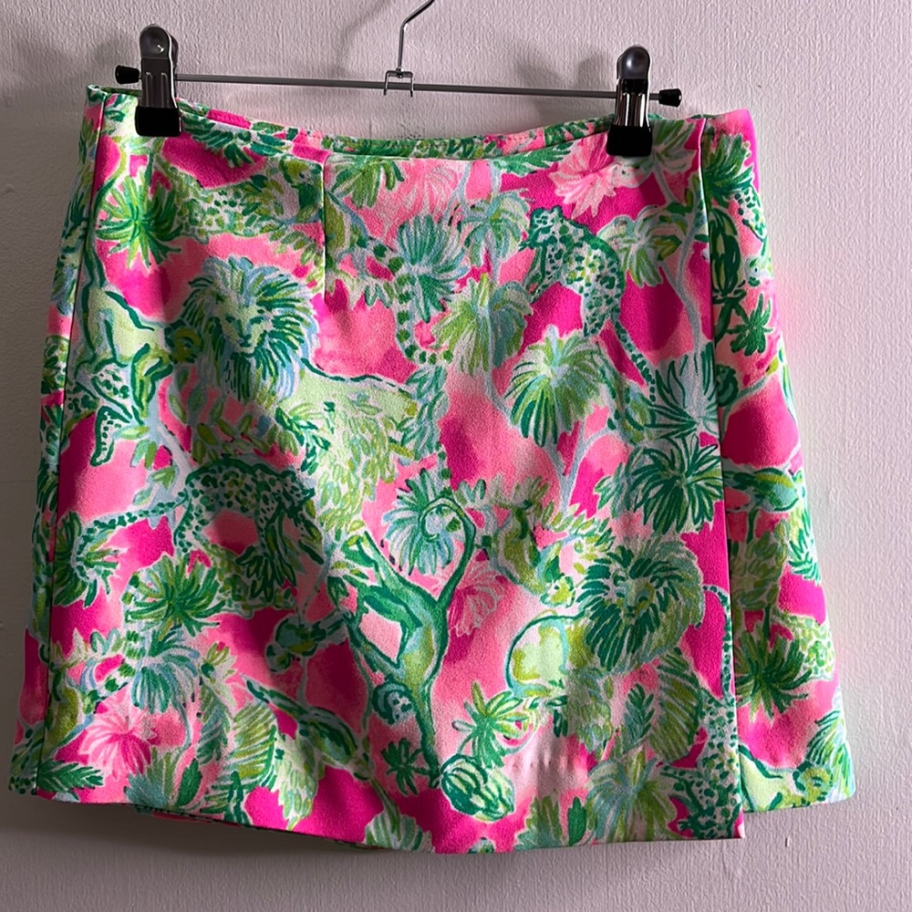Skort Green Pink Side Zip Size 4